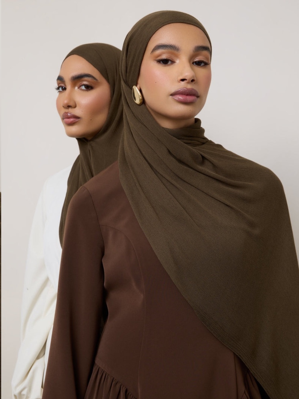 NWT | Veiled Collection Crinkle Modal Hijab- Olive Fringe.
